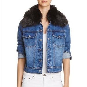 Bagatelle denim jacket with faux fur trim